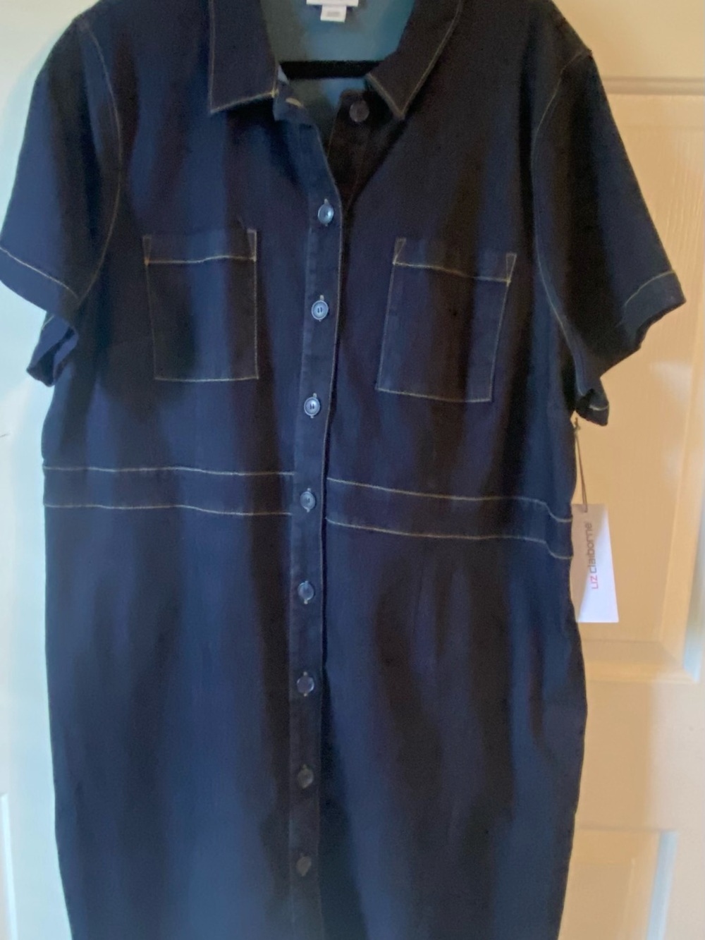 Women’s 22W Liz Claiborne Short-Sleeve Button-Front Denim Shirt Dress